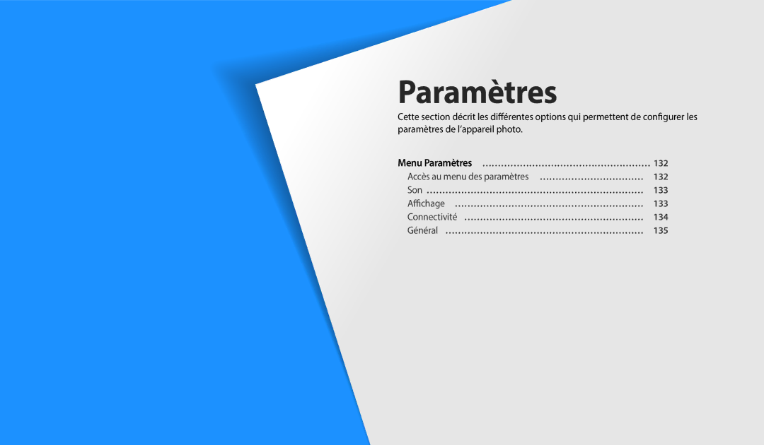 Samsung EC-WB250FBPBFR, EC-WB250FFPBFR, EC-WB252FBDBFR, EC-WB250FBPWFR, EC-WB252FBDWFR, EC-WB250FFPWFR manual Paramètres 