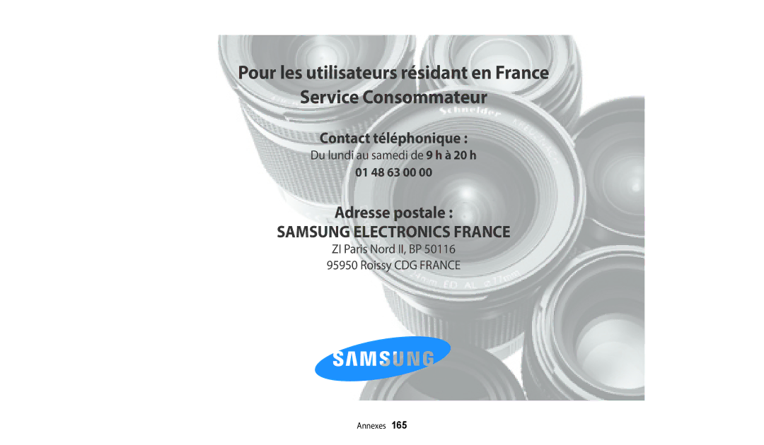 Samsung EC-WB252FBDWFR, EC-WB250FBPBFR, EC-WB250FFPBFR, EC-WB252FBDBFR, EC-WB250FBPWFR manual Samsung Electronics France 