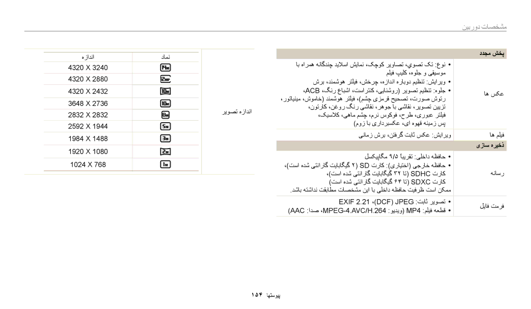 Samsung EC-WB250FFDBSA, EC-WB250FBDRSA, EC-WB250FBDWSA, EC-WB250FBDBSA, EC-WB250FFDWSA manual ﺩﺪﺠﻣ ﺶﺨﭘ, یﺯﺎﺳ ﻩﺮﻴﺧﺫ 