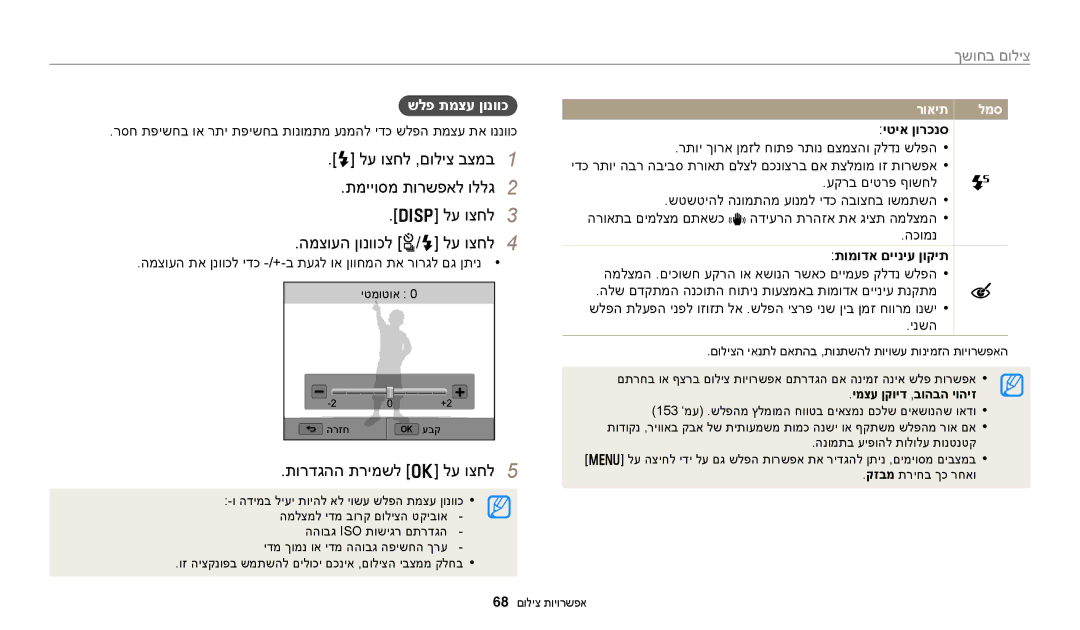 Samsung EC-WB250FFPWIL תמייוסמ תורשפאל וללג, המצועה ןונווכל t/F לע וצחל, שלפ תמצע ןונווכ, יטיא ןורכנס, תומודא םייניע ןוקית 