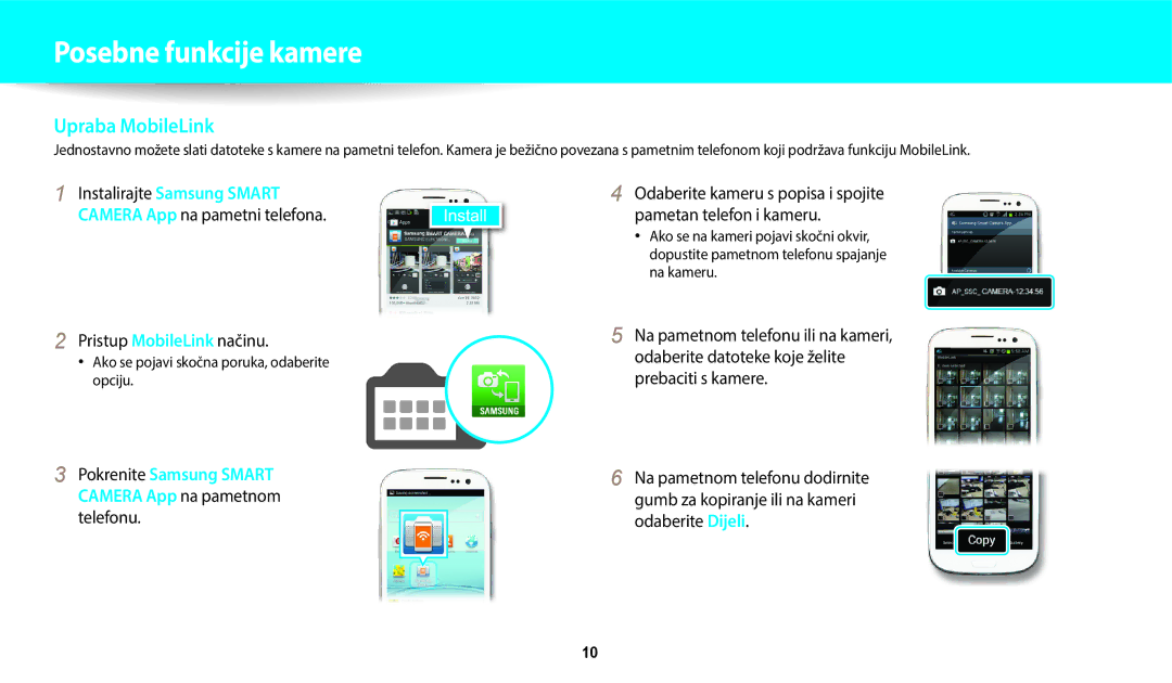 Samsung EC-WB250FFPAE3, EC-WB250FFPWE3 manual Pristup MobileLink načinu, Ako se pojavi skočna poruka, odaberite opciju 