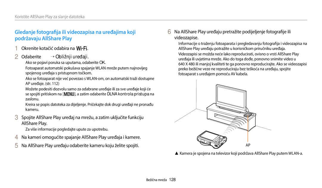 Samsung EC-WB250FBPAE3, EC-WB250FFPWE3 manual Odaberite “ Obližnji uređaji, Za više informacije pogledajte upute za upotrebu 