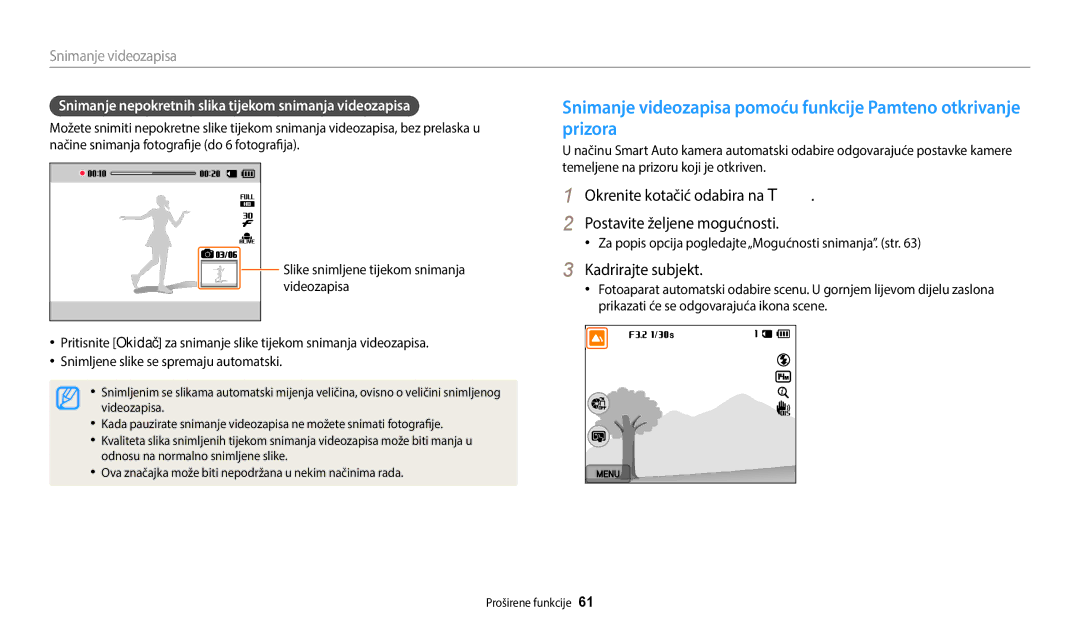 Samsung EC-WB250FFPBE3, EC-WB250FFPWE3 manual Okrenite kotačić odabira na T Postavite željene mogućnosti, Videozapisa 