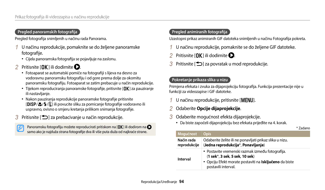 Samsung EC-WB250FFPAE3, EC-WB250FFPWE3 manual Pritisnite o ili dodirnite, Pritisnite b za prebacivanje u način reprodukcije 