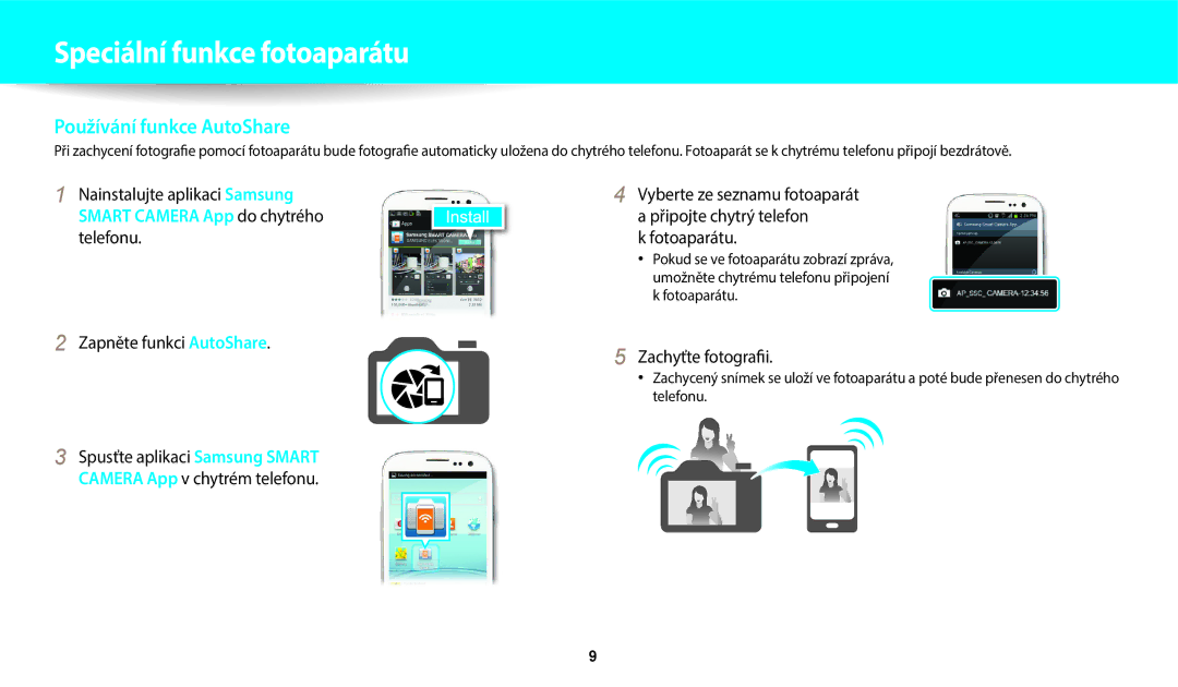 Samsung EC-WB250FBPWE3, EC-WB250FFPWE3, EC-WB250FFPBE3, EC-WB250FBPBE3, EC-WB250FBPAE3 manual Fotoaparátu, Zachyťte fotografii 