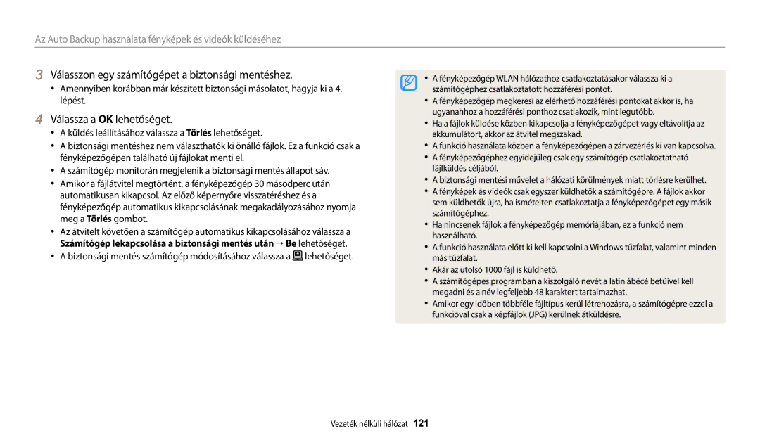 Samsung EC-WB250FBPRE3, EC-WB250FFPWE3 manual Válasszon egy számítógépet a biztonsági mentéshez, Válassza a OK lehetőséget 