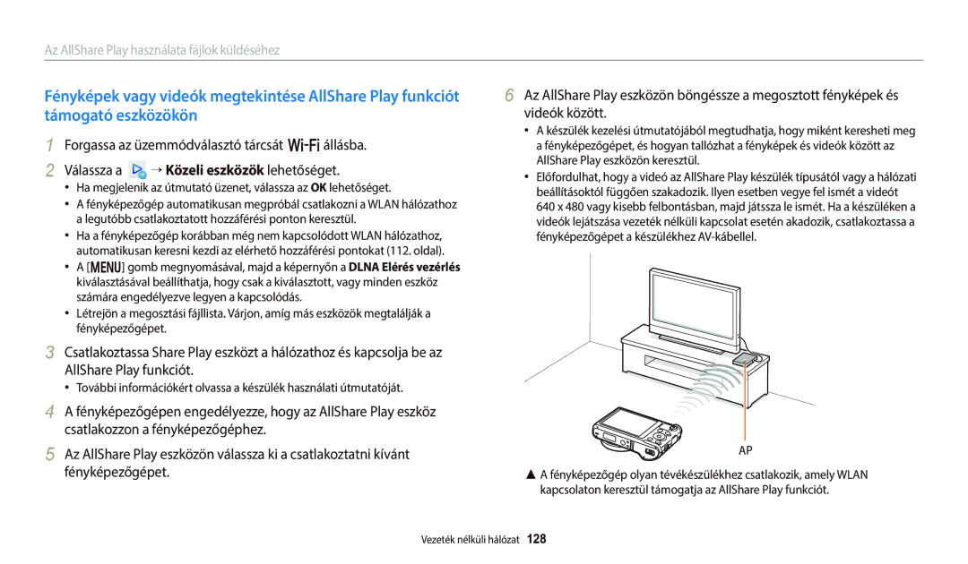 Samsung EC-WB251FBPBE2, EC-WB250FFPWE3, EC-WB250FBPWE3, EC-WB250FFPBE3 manual Az AllShare Play használata fájlok küldéséhez 