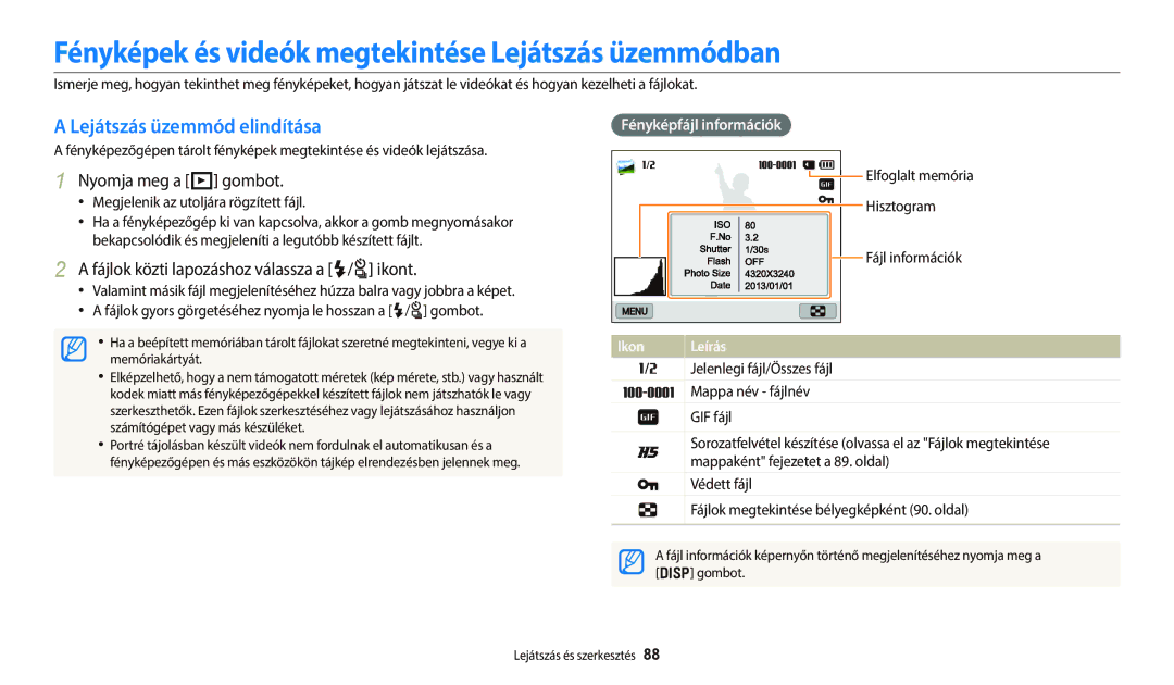 Samsung EC-WB250FFPBE2, EC-WB250FFPWE3 Fényképek és videók megtekintése Lejátszás üzemmódban, Lejátszás üzemmód elindítása 