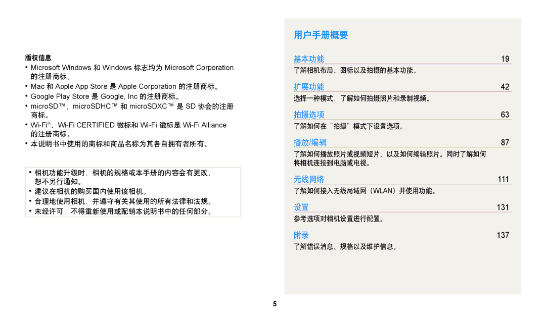 Samsung EC-WB250FFPAE3, EC-WB250FFPWE3, EC-WB250FBPWE3, EC-WB250FFPBE3, EC-WB250FBPBE3, EC-WB250FBPAE3, EC-WB250FBPRE3 用户手册概要 