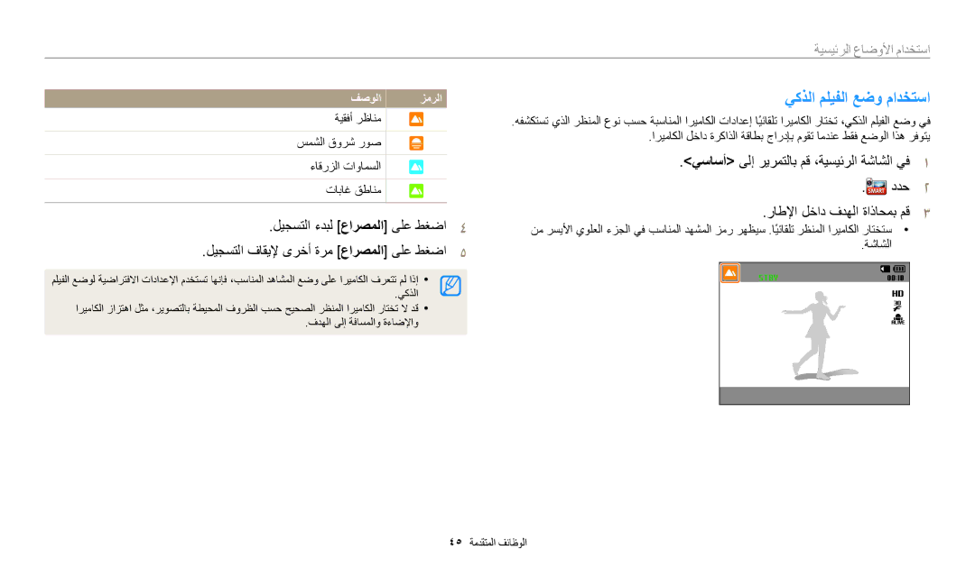 Samsung EC-WB30FZBDWSA, EC-WB30FZBDRSA يكذلا مليفلا عضو مادختسا, ةيقفأ رظانم سمشلا قورش روص ءاقرزلا تاوامسلا تاباغ قطانم 