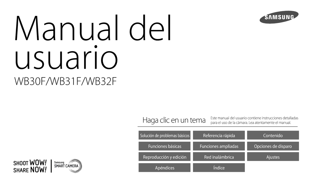 Samsung EC-WB30FZBPWE1, EC-WB30FZBPBE1, EC-WB30FZBPRE1, EC-WB30FZBPLIL, EC-WB30FZBPBIL manual Manual del usuario 