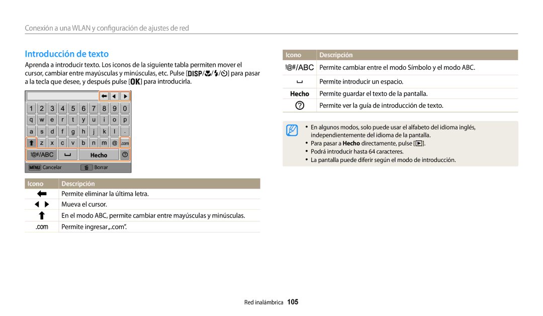 Samsung EC-WB31FZBPBE1, EC-WB30FZBPBE1, EC-WB30FZBPWE1, EC-WB30FZBPRE1, EC-WB30FZBPLIL manual Introducción de texto, Hecho 