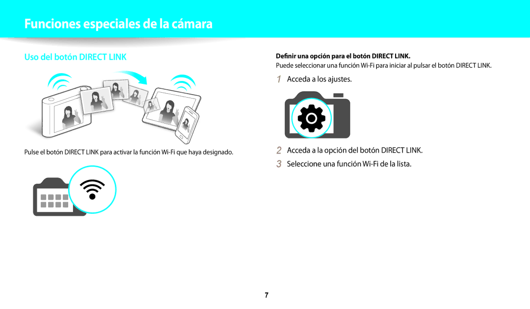 Samsung EC-WB31FZBPWE1, EC-WB30FZBPBE1 Funciones especiales de la cámara, Definir una opción para el botón Direct Link 