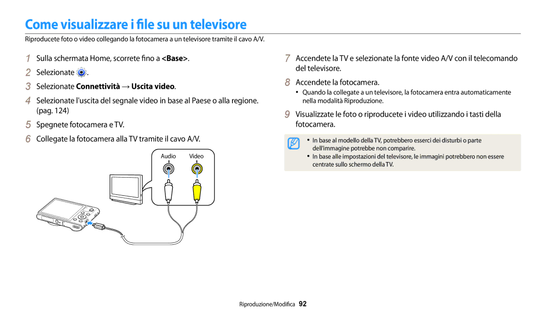 Samsung EC-WB30FZBPWE1 Come visualizzare i file su un televisore, Sulla schermata Home, scorrete fino a Base Selezionate 