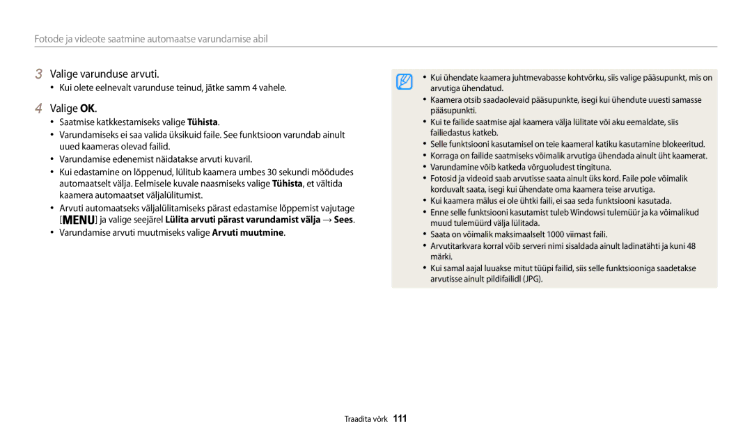 Samsung EC-WB30FZBPBE2 manual Valige varunduse arvuti, Valige OK, Kui olete eelnevalt varunduse teinud, jätke samm 4 vahele 