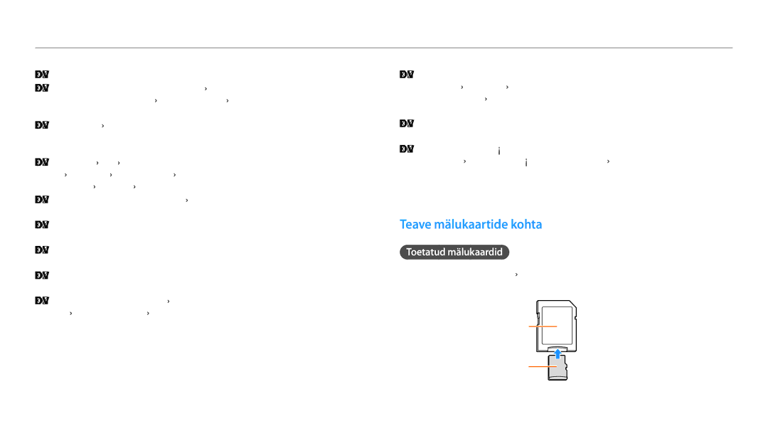 Samsung EC-WB30FZBPBE2, EC-WB30FZBPLE2, EC-WB30FZBPWE2 manual Teave mälukaartide kohta, Toetatud mälukaardid 