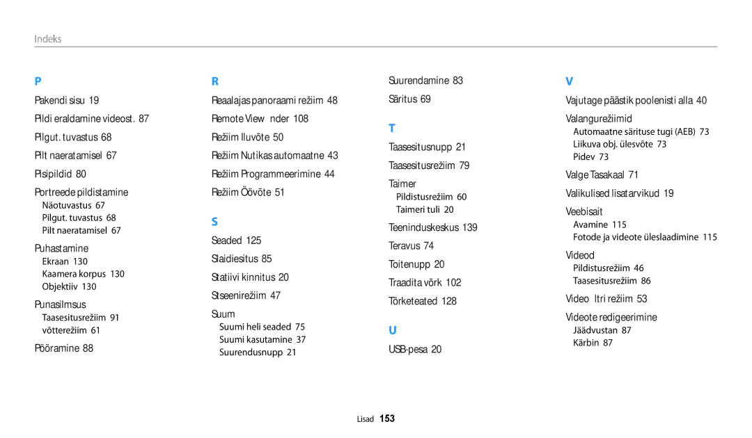 Samsung EC-WB30FZBPBE2 manual Ekraan Kaamera korpus Objektiiv, Taasesitusrežiim 91 võtterežiim, Pidev, Jäädvustan Kärbin 