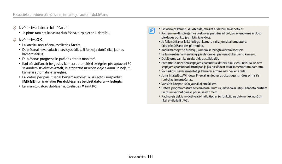 Samsung EC-WB30FZBPBE2 Izvēlieties datoru dublēšanai, Izvēlieties OK, Lai manītu datoru dublēšanai, izvēlieties Mainīt PC 