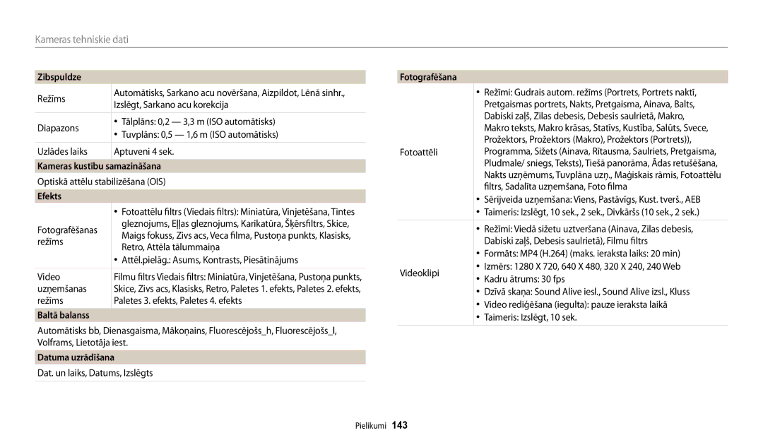 Samsung EC-WB30FZBPLE2, EC-WB30FZBPBE2, EC-WB30FZBPWE2 manual Kameras kustību samazināšana, Datuma uzrādīšana, Fotografēšana 