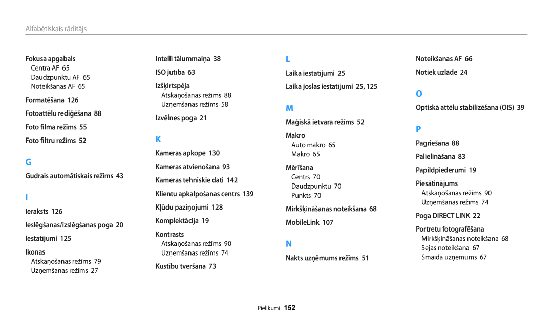 Samsung EC-WB30FZBPLE2, EC-WB30FZBPBE2 manual Centra AF Daudzpunktu AF, Auto makro Makro, Centrs Daudzpunktu Punkts 