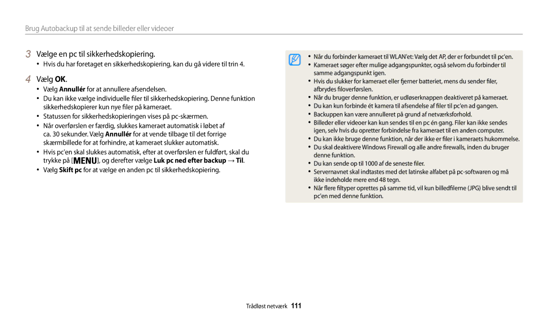 Samsung EC-WB32FZBDWE2, EC-WB30FZBPLE2, EC-WB30FZBPPE2, EC-WB31FZBPBE2 manual Vælge en pc til sikkerhedskopiering, Vælg OK 