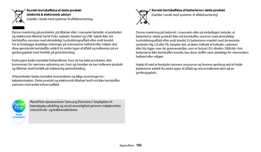 Samsung EC-WB32FZBDBE2, EC-WB30FZBPLE2 manual Korrekt bortskaffelse af dette produkt, Elektrisk & elektronisk udstyr 