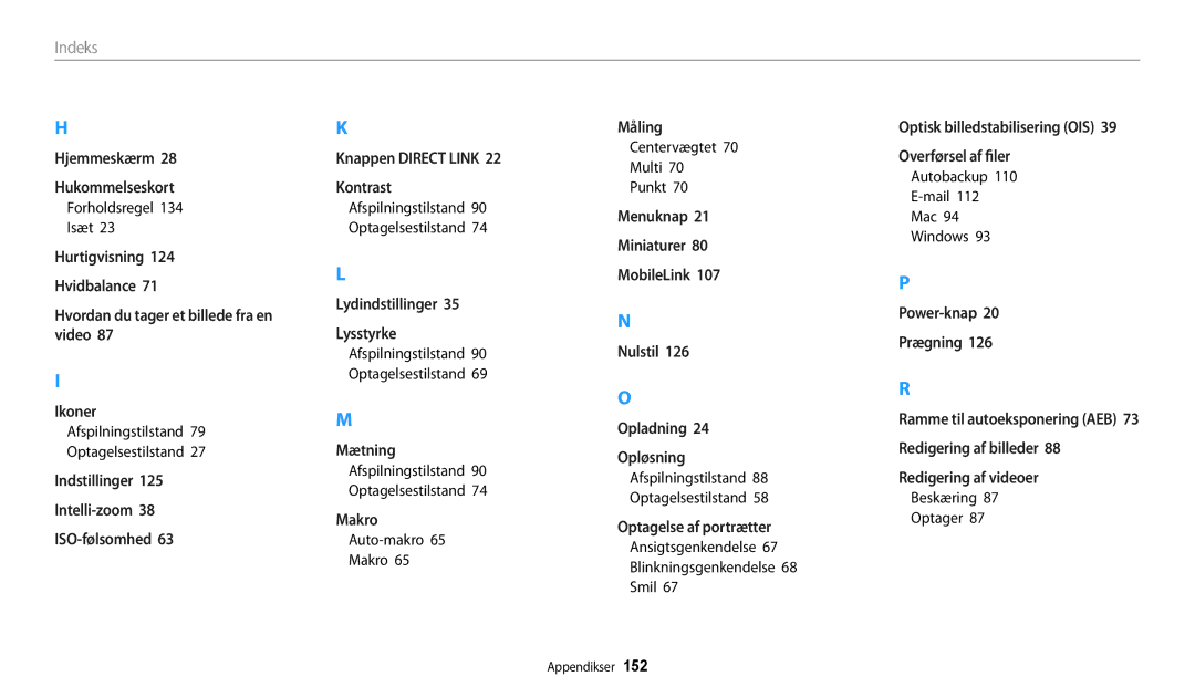 Samsung EC-WB30FZBPLE2 manual Forholdsregel Isæt, Auto-makro Makro, Centervægtet Multi Punkt, Autobackup Mail Mac Windows 