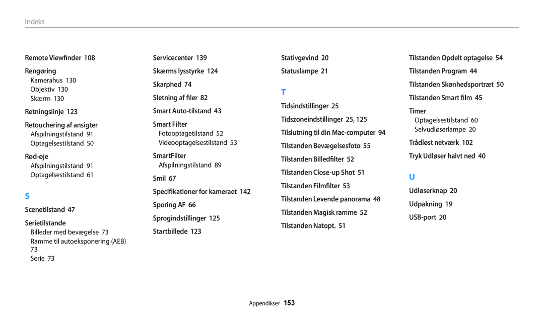 Samsung EC-WB30FZBPPE2 manual Kamerahus Objektiv Skærm, Billeder med bevægelse Ramme til autoeksponering AEB Serie 