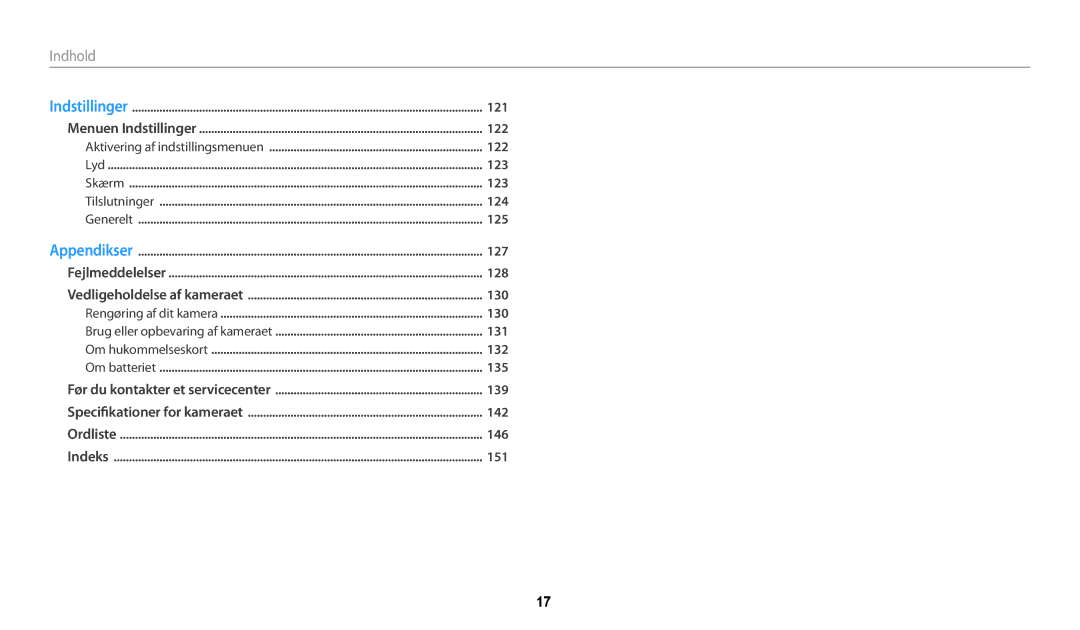 Samsung EC-WB30FZBPLE2, EC-WB30FZBPPE2, EC-WB31FZBPBE2, EC-WB31FZBPWE2, EC-WB32FZBDWE2, EC-WB30FZBPBE2, EC-WB31FZBPLE2 Indhold﻿ 