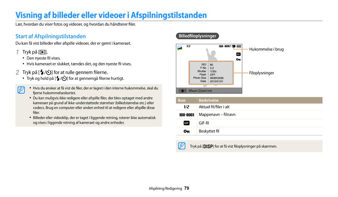 Samsung EC-WB30FZBPWE2 manual Visning af billeder eller videoer i Afspilningstilstanden, Start af Afspilningstilstanden 