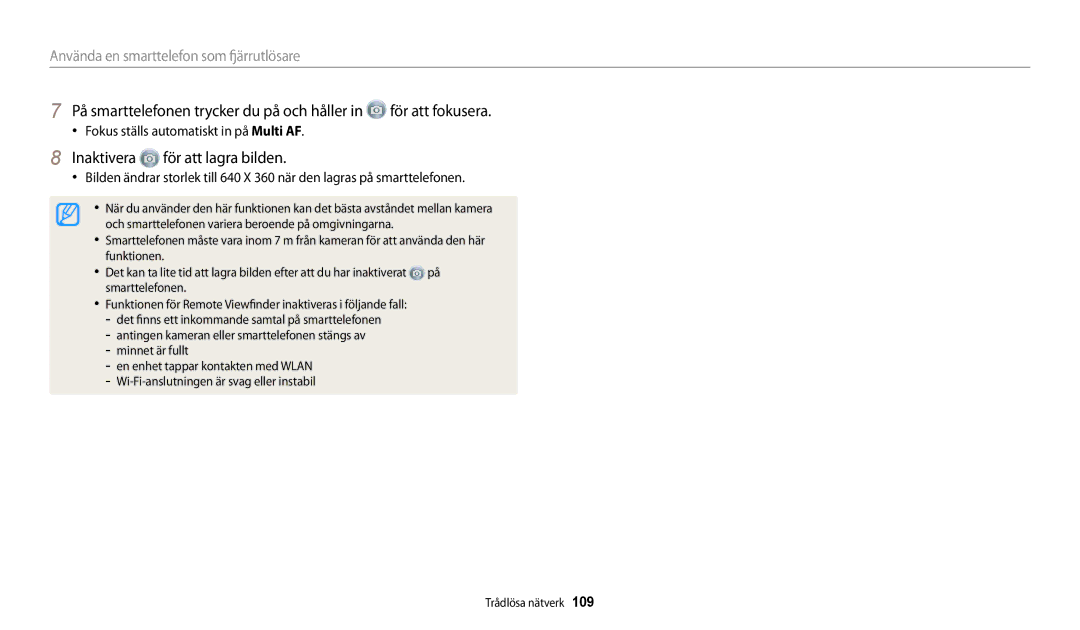 Samsung EC-WB31FZBPBE2, EC-WB30FZBPLE2 manual Inaktivera för att lagra bilden, Fokus ställs automatiskt in på Multi AF 