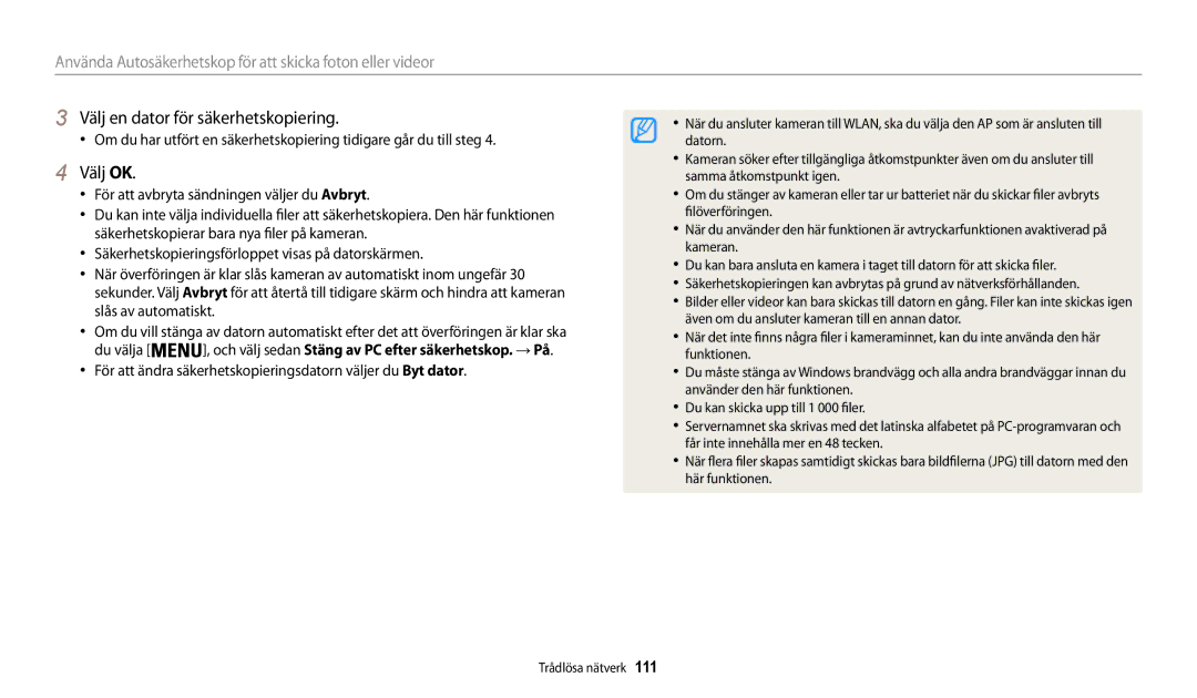 Samsung EC-WB32FZBDWE2, EC-WB30FZBPLE2, EC-WB30FZBPPE2, EC-WB31FZBPBE2 manual Välj en dator för säkerhetskopiering, Välj OK 