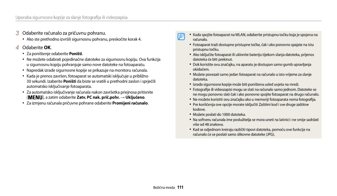 Samsung EC-WB30FZBPWE3 manual Odaberite računalo za pričuvnu pohranu, Odaberite OK, Za poništenje odaberite Poništi 