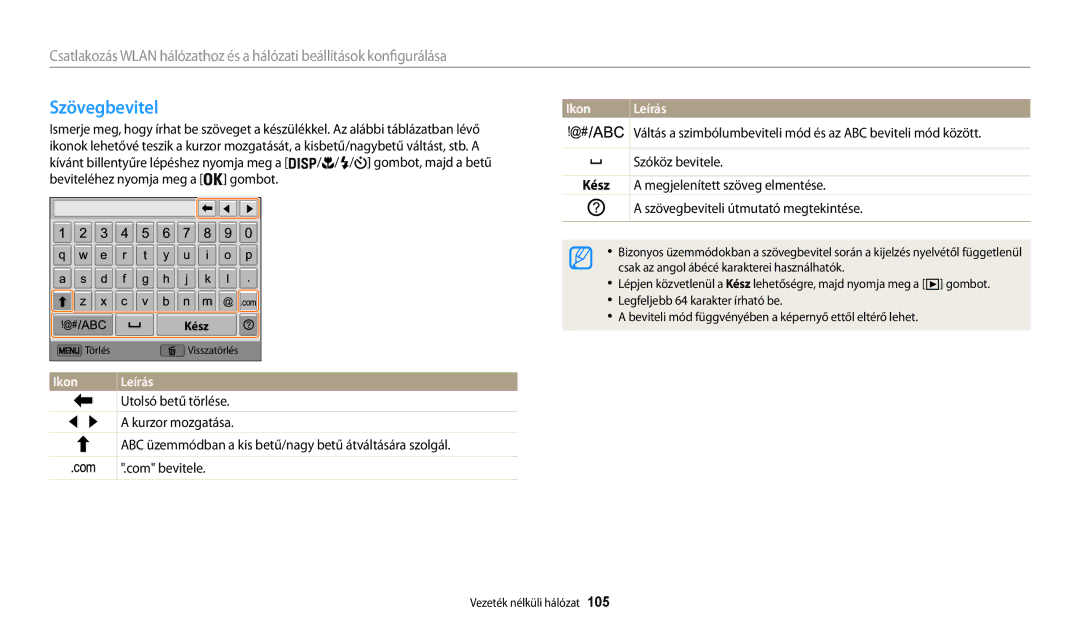 Samsung EC-WB30FZBPBE3, EC-WB31FZBPBE1 manual Kész, Megjelenített szöveg elmentése, Szövegbeviteli útmutató megtekintése 