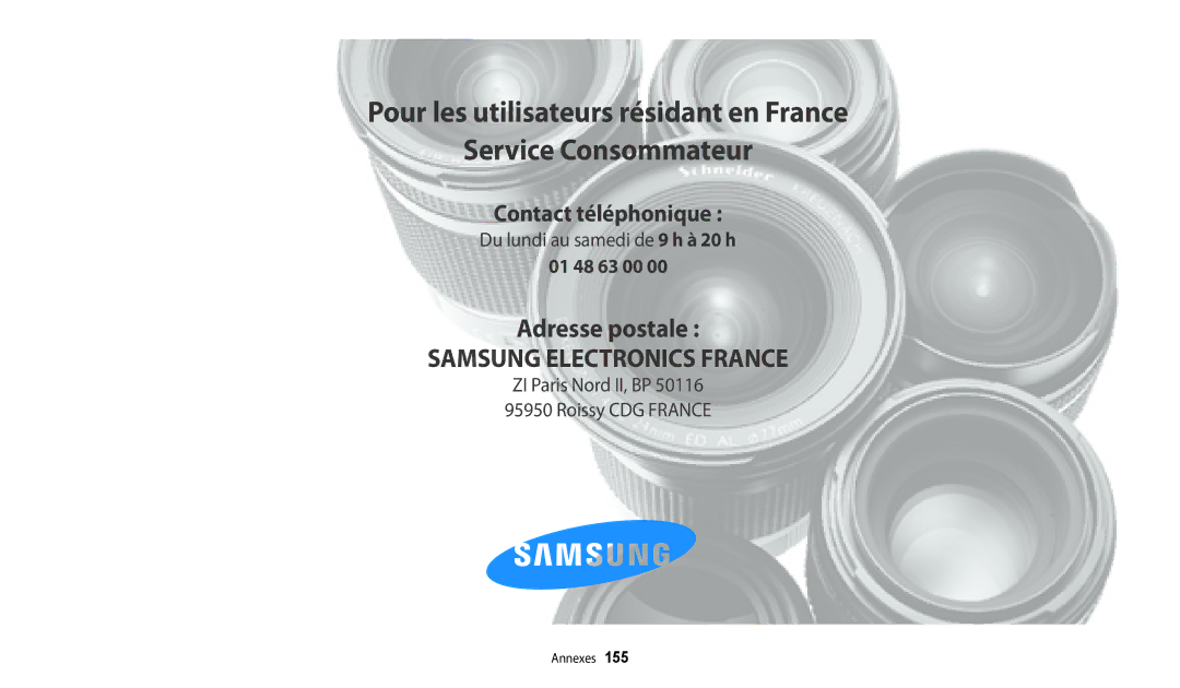 Samsung EC-WB30FZBPWFR, EC-WB32FZBDLFR, EC-WB32FZBDWFR, EC-WB32FZBDRFR, EC-WB32FZBDBFR manual Samsung Electronics France 