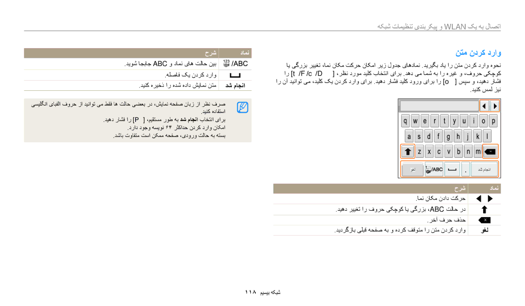 Samsung EC-WB50FZBDWJO, EC-WB350FBDUJO manual نتم ندرک دراو, دیوش اجباج Abc و دامن یاه تلاح نیب, هلصاف کی ندرک دراو, وغل 