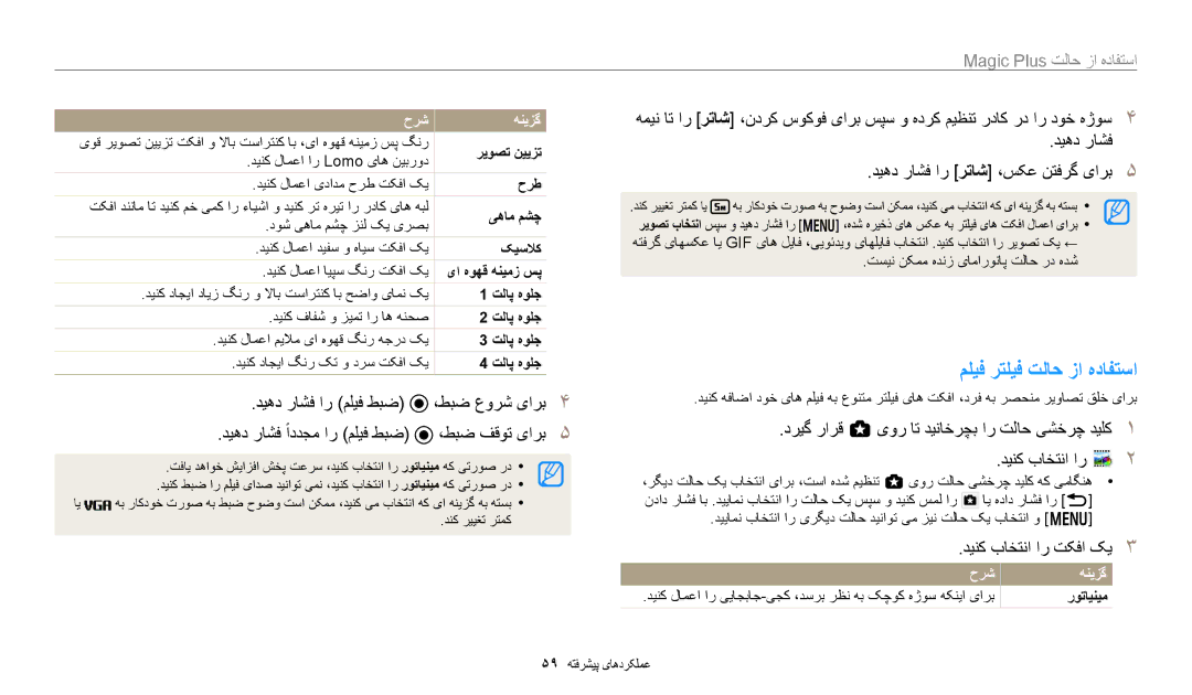 Samsung EC-WB50FZDDBME manual ملیف رتلیف تلاح زا هدافتسا, دیهد راشف ار ملیف طبض, دیهد راشف اددجم ار ملیف طبض, تلاپ هولج 