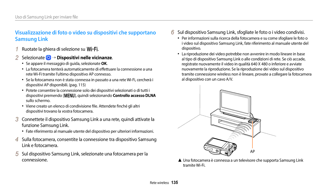 Samsung EC-WB350FBPUE1, EC-WB350FBPBE1 manual Ruotate la ghiera di selezione su w, Selezionate → Dispositivi nelle vicinanze 