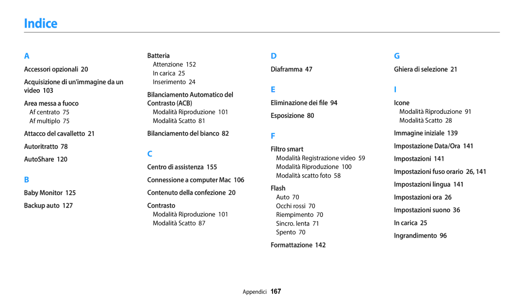 Samsung EC-WB350FBPNTR, EC-WB350FBPBE1, EC-WB350FBPUE1, EC-WB50FZBPWE1, EC-WB350FBPWE1 manual Indice 