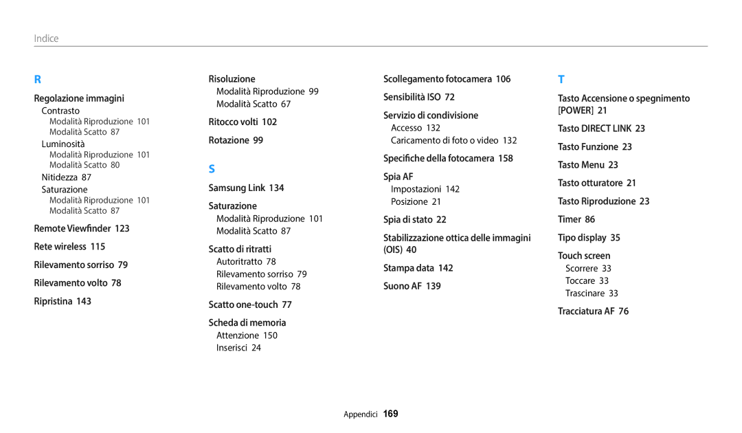 Samsung EC-WB350FBPBE1 manual Nitidezza Saturazione, Modalità Riproduzione 99 Modalità Scatto, Attenzione Inserisci 