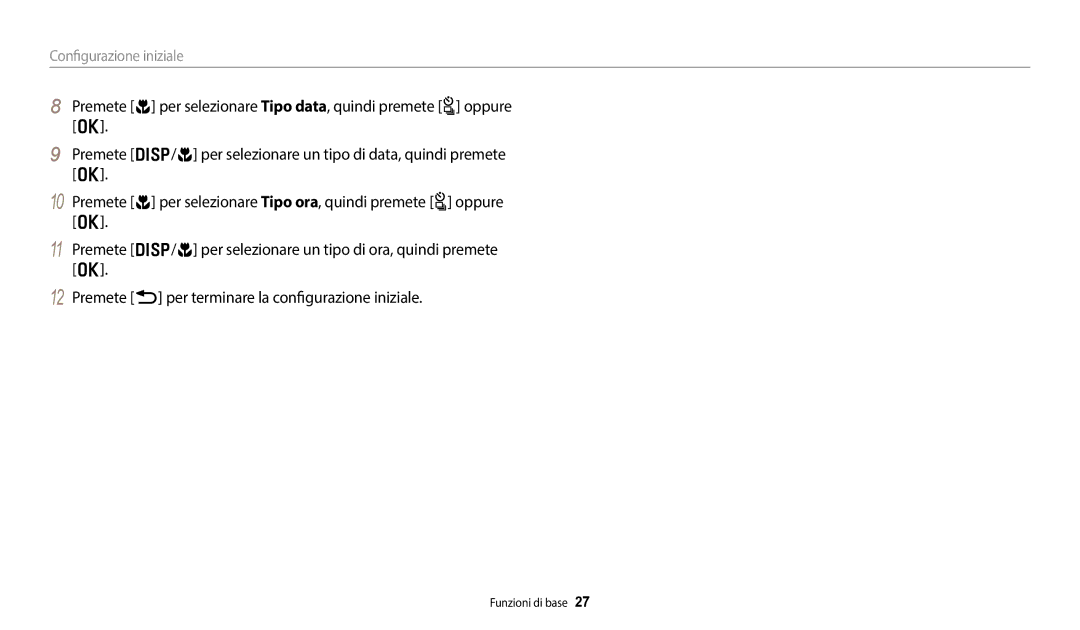 Samsung EC-WB350FBPNTR, EC-WB350FBPBE1, EC-WB350FBPUE1, EC-WB50FZBPWE1, EC-WB350FBPWE1 manual Configurazione iniziale 