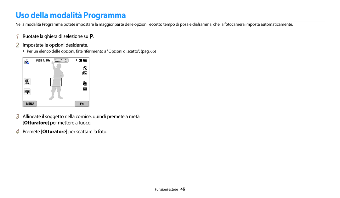 Samsung EC-WB50FZBPWE1, EC-WB350FBPBE1, EC-WB350FBPUE1, EC-WB350FBPNTR, EC-WB350FBPWE1 manual Uso della modalità Programma 