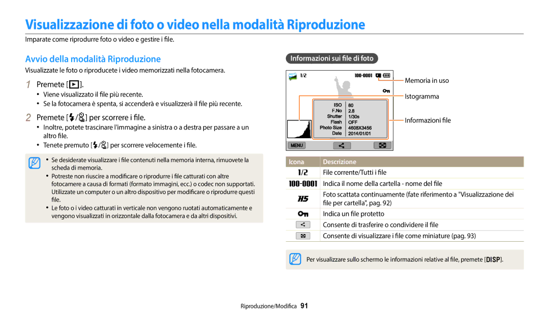 Samsung EC-WB50FZBPWE1 Visualizzazione di foto o video nella modalità Riproduzione, Avvio della modalità Riproduzione 