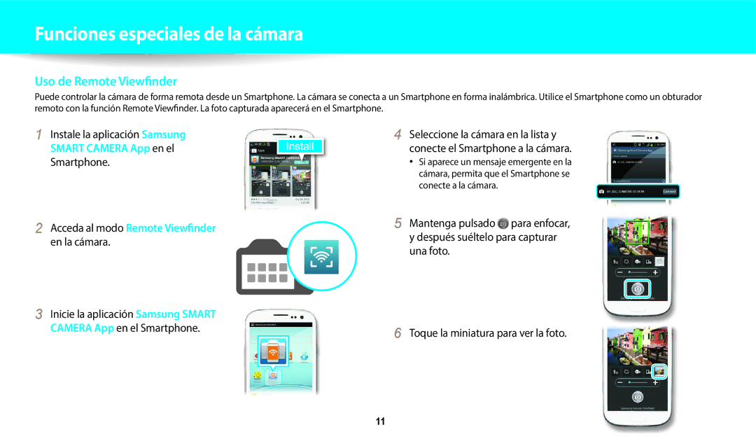 Samsung EC-WB50FZBPBE1, EC-WB350FBPBE1 manual Uso de Remote Viewfinder, Acceda al modo Remote Viewfinder en la cámara 