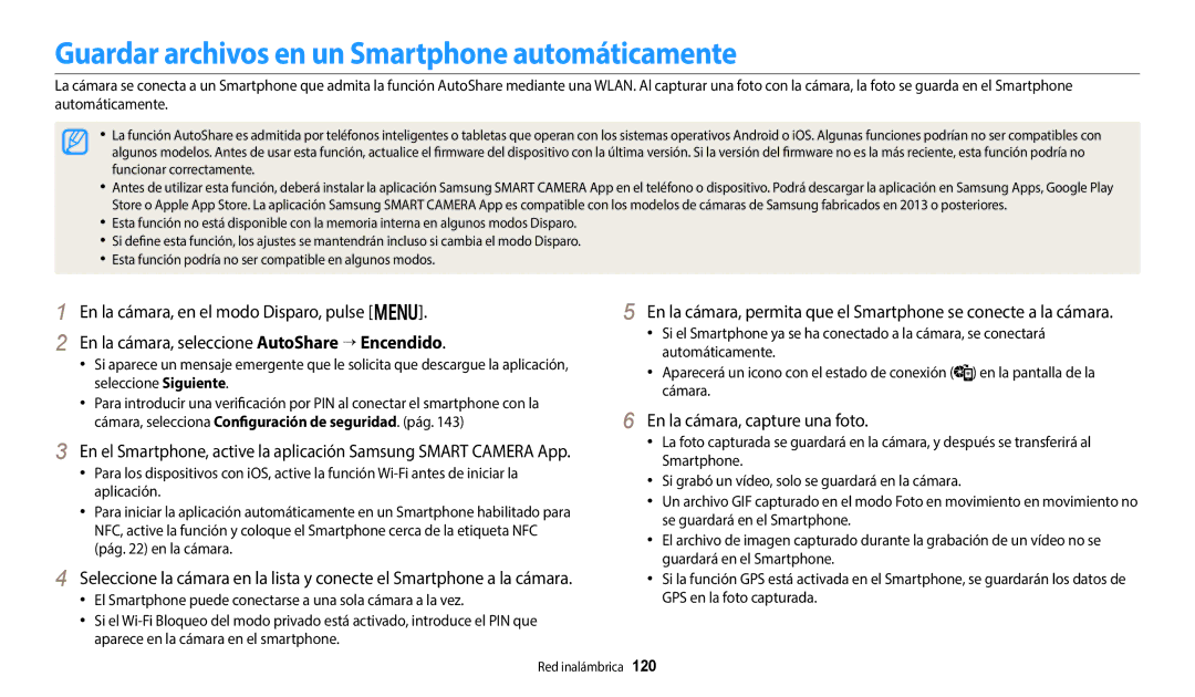 Samsung EC-WB50FZBPWE1, EC-WB350FBPBE1 Guardar archivos en un Smartphone automáticamente, En la cámara, capture una foto 