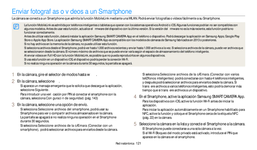 Samsung EC-WB350FBPWE1 manual Enviar fotografías o vídeos a un Smartphone, En la cámara, seleccione una opción de envío 