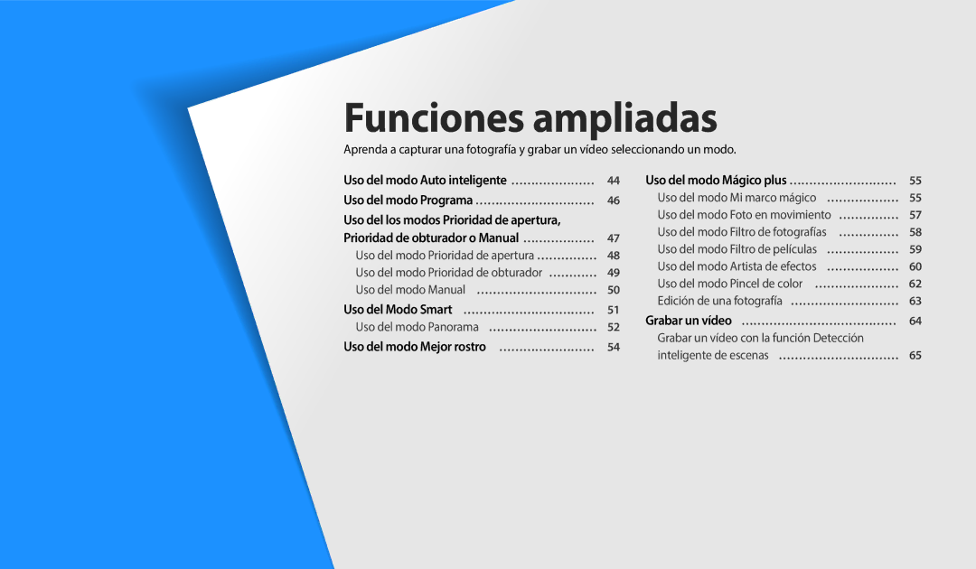 Samsung EC-WB50FZBPBE1, EC-WB350FBPBE1, EC-WB50FZBPWE1, EC-WB350FBPWE1, EC-WB352FBDBE1, EC-WB350FBPNE1 Funciones ampliadas 