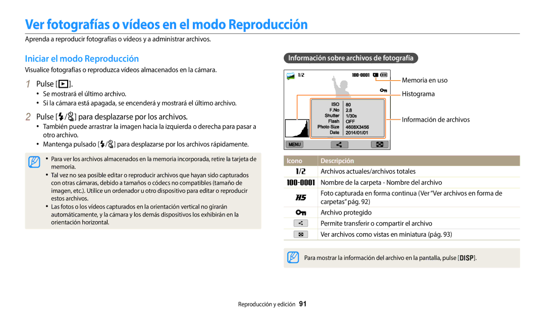 Samsung EC-WB50FZBPBE1 manual Ver fotografías o vídeos en el modo Reproducción, Iniciar el modo Reproducción, Pulse P 