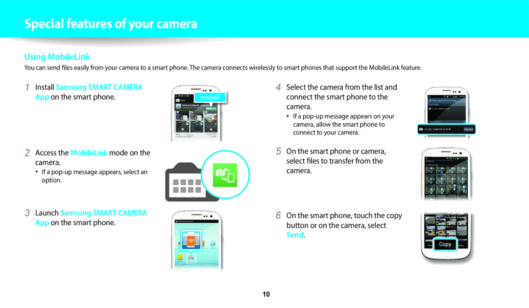 Samsung EC-WB352FBDBE1, EC-WB350FBPBFR, EC-WB50FZBPBFR Using MobileLink, ‡ If a pop-up message appears, select an option 