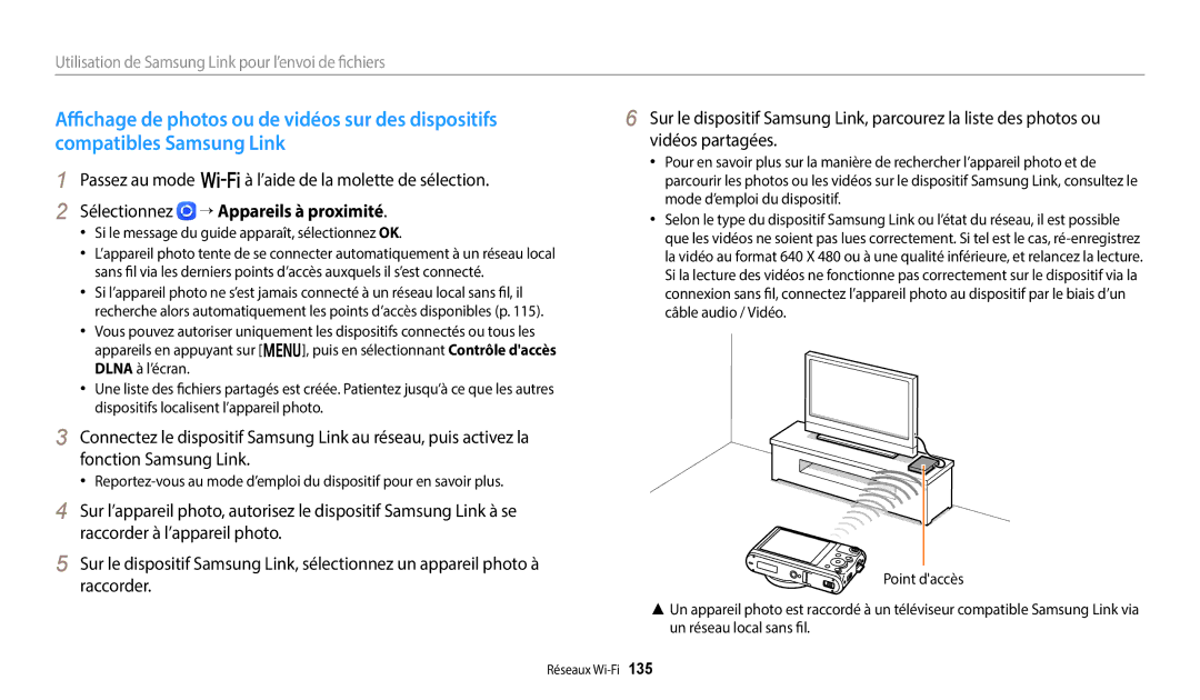 Samsung EC-WB350FBPWFR manual Passez au mode w à l’aide de la molette de sélection, Sélectionnez → Appareils à proximité 